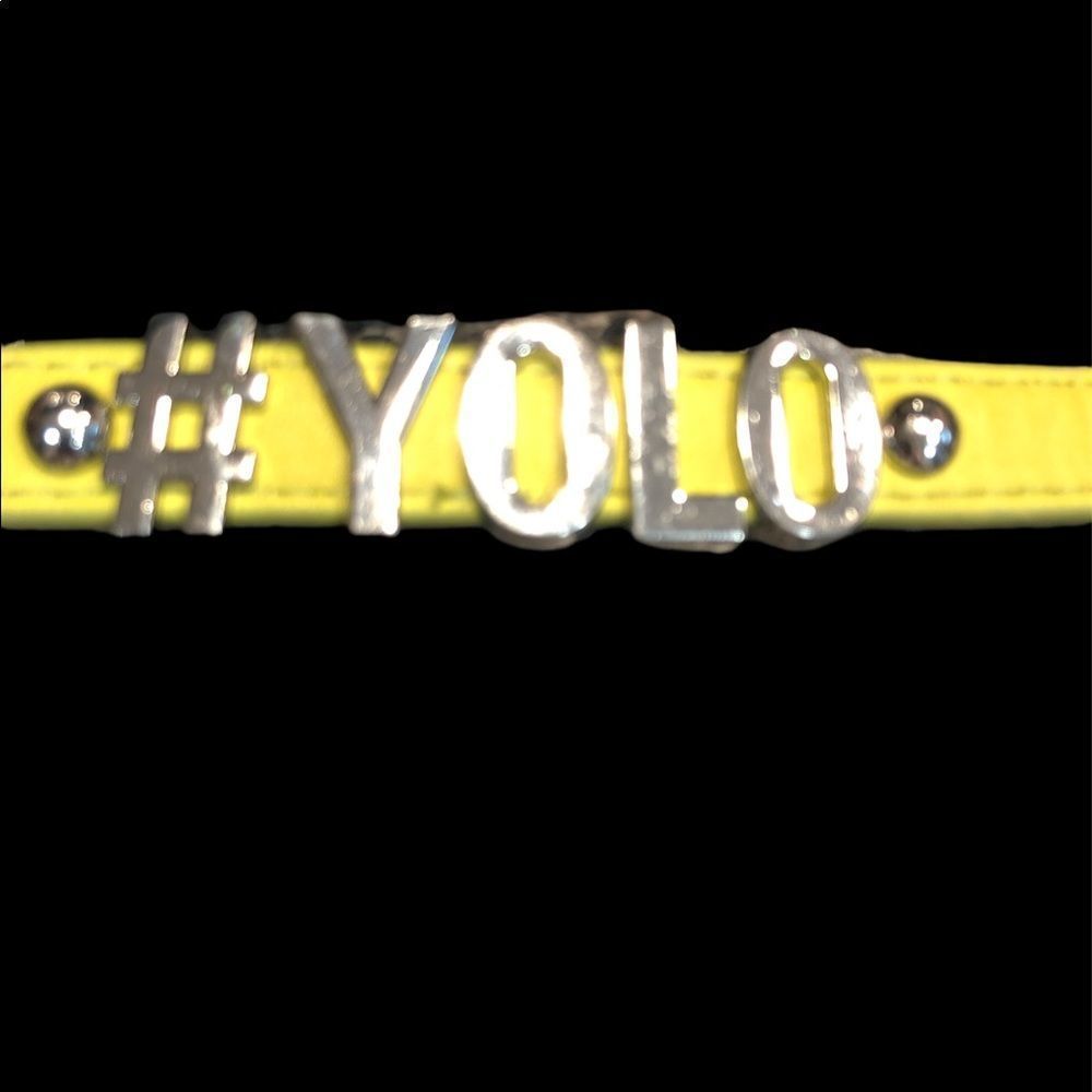 Leather cuff #yolo lime green - Picture 7 of 7